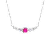 Asfour Creations Chain Necklace With Fuchsia Round Design In 925 Sterling Silver-NM0098-WF