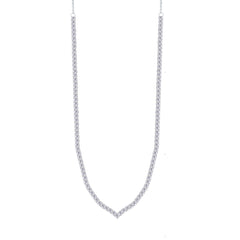 Asfour Creations Chain Tennis Necklace Inlaid With Round Zircon In 925 Sterling Silver-NM0100