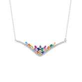 Asfour Creations Chain Necklace With Multi Color Deer Antlers Design In 925 Sterling Silver-NM0101-K