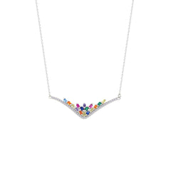 Asfour Creations Chain Necklace With Multi Color Deer Antlers Design In 925 Sterling Silver-NM0101-K