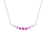 Asfour Creations Chain Necklace With Light & Dark Fuchsia Zircon In 925 Sterling Silver-NM0106-FO