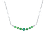 Asfour Creations Chain Necklace With Light & Dark Emerald Zircon In 925 Sterling Silver-NM0106-GXLG