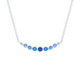 Asfour Creations Chain Necklace With Light & Dark Aqumarine Zircon In 925 Sterling Silver-NM0106-MXLM