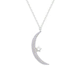 Asfour Creations Chain Necklace With Crescent & Star Design In 925 Sterling Silver-NM0107