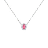 Asfour Creations Chain Necklace With Dark Rose Oval Pendant In 925 Sterling Silver-NM0113-05