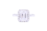 Asfour Creations Halo Ring Inlaid With Emerald Cut Zircon Stone In 925 Sterling Silver RM0004-8