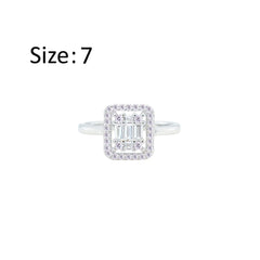 Asfour Creations Drew Ring With Square Design Inlaid With Zircon In 925 Sterling Silver-RM0124-7
