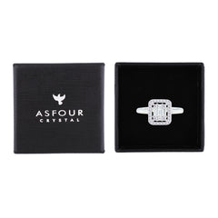 Asfour Creations Drew Ring With Square Design Inlaid With Zircon In 925 Sterling Silver-RM0124-7