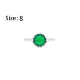 Asfour Creations Fashion Ring With Emerald Green Round Zircon In 925 Sterling Silver-RM0142-G-8