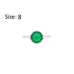 Asfour Creations Fashion Ring With Emerald Green Round Zircon In 925 Sterling Silver-RM0142-G-8