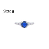 Asfour Creations Fashion Ring With Blue Round Design In 925 Sterling Silver-RM0143-B-8