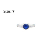 Asfour Creations Fashion Ring With Blue Round Design In 925 Sterling Silver-RM0144-B-7