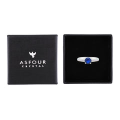 Asfour Creations Fashion Ring With Blue Round Design In 925 Sterling Silver-RM0144-B-7