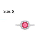 Asfour Creations Halo Ring With Ruby Square Design In 925 S-RM0147-R-8