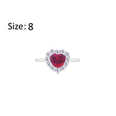 Asfour Creations Halo Ring With Ruby Heart Design In 925 Sterling Silver-RM0151-WR-8