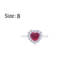 Asfour Creations Halo Ring With Ruby Heart Design In 925 Sterling Silver-RM0151-WR-8