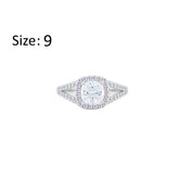 Asfour Creations Split Shank Halo Ring With Zircon Square Design In 925 Sterling Silver-RM0153-9