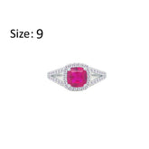 Asfour Creations Split Shank Halo Ring With Fuchsia Square Design In 925 Sterling Silver-RM0153-WF-9