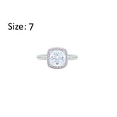 Asfour Creations Halo Ring With Zircon Square Design In 925 Sterling Silver-RM0154-7