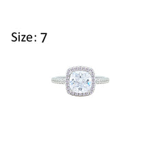 Asfour Creations Halo Ring With Zircon Square Design In 925 Sterling Silver-RM0154-7