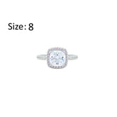 Asfour Creations Halo Ring With Zircon Square Design In 925 Sterling Silver-RM0154-8
