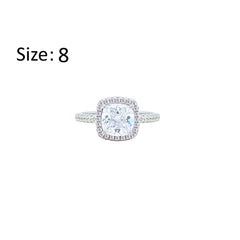 Asfour Creations Halo Ring With Zircon Square Design In 925 Sterling Silver-RM0154-8