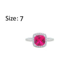 Asfour Creations Halo Ring With Ruby Square Design In 925 Sterling Silver-RM0154-R-7