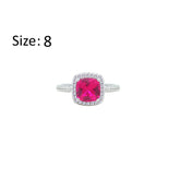 Asfour Creations Halo Ring With Ruby Square Design In 925 Sterling Silver-RM0154-R-8