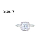 Asfour Creations Halo Ring With Zircon Square Design In 925 Sterling Silver-RM0155-7