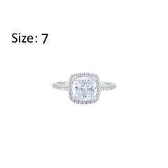 Asfour Creations Halo Ring With Zircon Square Design In 925 Sterling Silver-RM0155-7