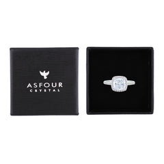 Asfour Creations Halo Ring With Zircon Square Design In 925 Sterling Silver-RM0155-7