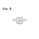 Asfour Creations Halo Ring With Zircon Square Design In 925 Sterling Silver-RM0155-9