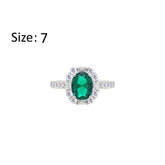 Asfour Creations Fashion Ring With Emerald Green Oval Design In 925 Sterling Silver-RM0156-G-7