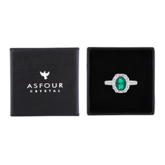 Asfour Creations Fashion Ring With Emerald Green Oval Design In 925 Sterling Silver-RM0156-G-7