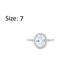 Asfour Creations Halo Ring With Zircon Oval Design In 925 Sterling Silver-RM0158-7