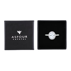 Asfour Creations Halo Ring With Zircon Oval Design In 925 Sterling Silver-RM0158-7