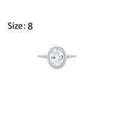 Asfour Creations Halo Ring With Zircon Oval Design In 925 Sterling Silver-RM0158-8