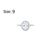 Asfour Creations Halo Ring With Zircon Oval Design In 925 Sterling Silver-RM0158-9