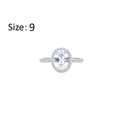 Asfour Creations Halo Ring With Zircon Oval Design In 925 Sterling Silver-RM0161-9