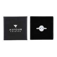 Asfour Creations Halo Ring With Zircon Oval Design In 925 Sterling Silver-RM0161-9