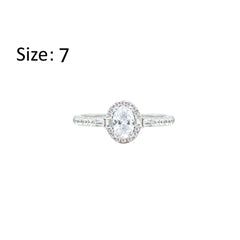 Asfour Creations Halo Ring With Zircon Oval Design In 925 Sterling Silver-RM0162-7
