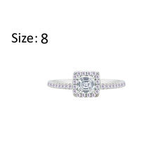 Asfour Creations Halo Ring With Zircon Square Design In 925 Sterling Silver-RM0166-8