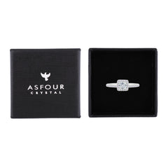 Asfour Creations Halo Ring With Zircon Square Design In 925 Sterling Silver-RM0166-9