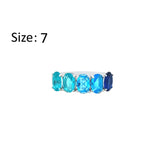 Asfour Creations Fashion Ring With Blue & Gradient Aquamarine Oval Stones In 925 Sterling Silver-RM0167-MB-7
