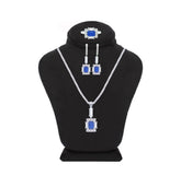 Asfour Creations Jewelry Set With Decorative Blue Emerald Design In 925 Sterling Silver-SD0050-B-7