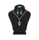 Asfour Creations Jewelry Set With Decorative Emerald Design In 925 Sterling Silver-SD0051-G-8