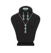 Asfour Creations Jewelry Set With Emerald Squares Design In 925 Sterling Silver-SD0058-G-8