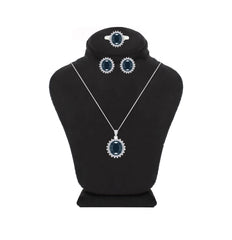 Asfour Creations Jewelry Set With Black Round Design In 925 Sterling Silver-SD0071-P-7