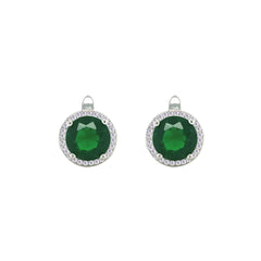 Asfour Creations Jewelry Set With Halo Emerald Round Design In 925 Sterling Silver-SD0111-G-9