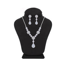 Asfour Creations jewelry Set With Round & Pear Design Inlaid With Zircon In 925 Sterling Silver-SM0038